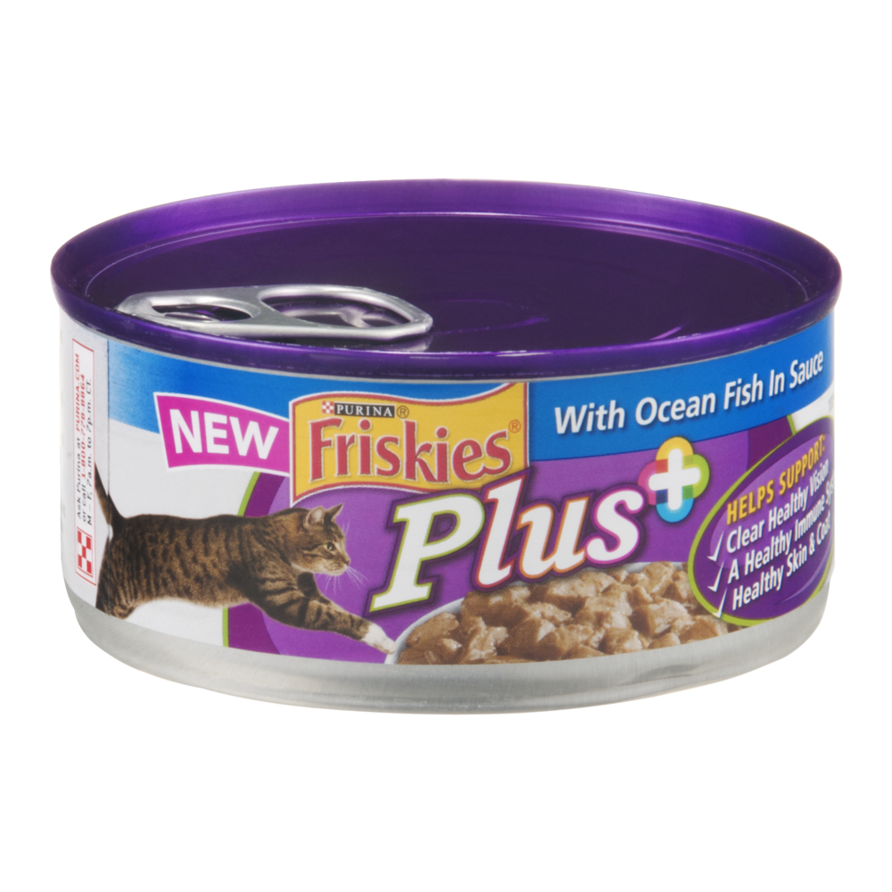 slide 1 of 1, Purina Friskies Plus With Ocean Fish In Sauce Cat Food, 5.5 oz