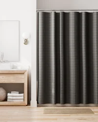 Room & Retreat Bellaire Waffle Weave Fabric Shower Curtain, 70x72 in, Dark Grey
