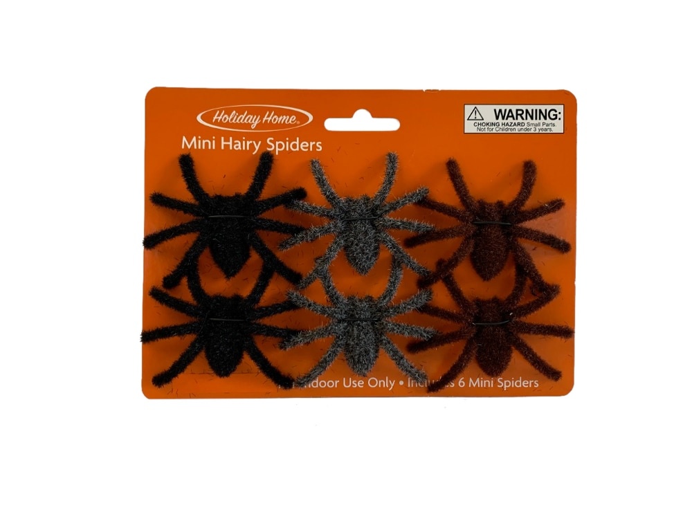 slide 1 of 1, Holiday Home Hairy Spiders -Black, 6 ct