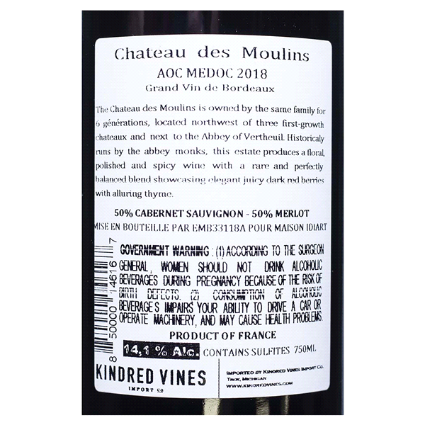 slide 3 of 5, Chateau Des Moulins Red 750 Ml, 750 ml