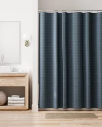 Room & Retreat Bellaire Waffle Weave Fabric Shower Curtain, 70x72 in, Dark Blue