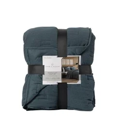 ROOM & RETREAT Teal Crinkle Loft Quilt Set Fq
