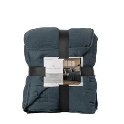 Teal Crinkle Loft Quilt Set, Full/queen
