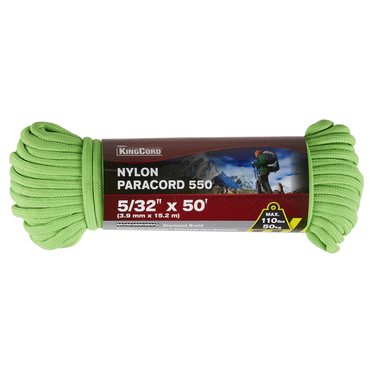 slide 1 of 5, KingCord 5/32 x 50' Nylon Paracord 550 Rope-Green, 50 ft