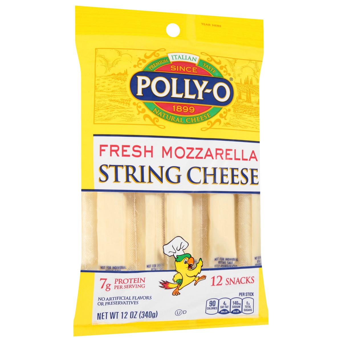 slide 9 of 9, Polly-O Natural Fresh Mozzarella String Cheese 12 ea, 12 ct