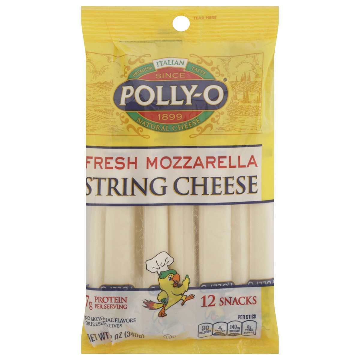 slide 1 of 9, Polly-O Natural Fresh Mozzarella String Cheese 12 ea, 12 ct