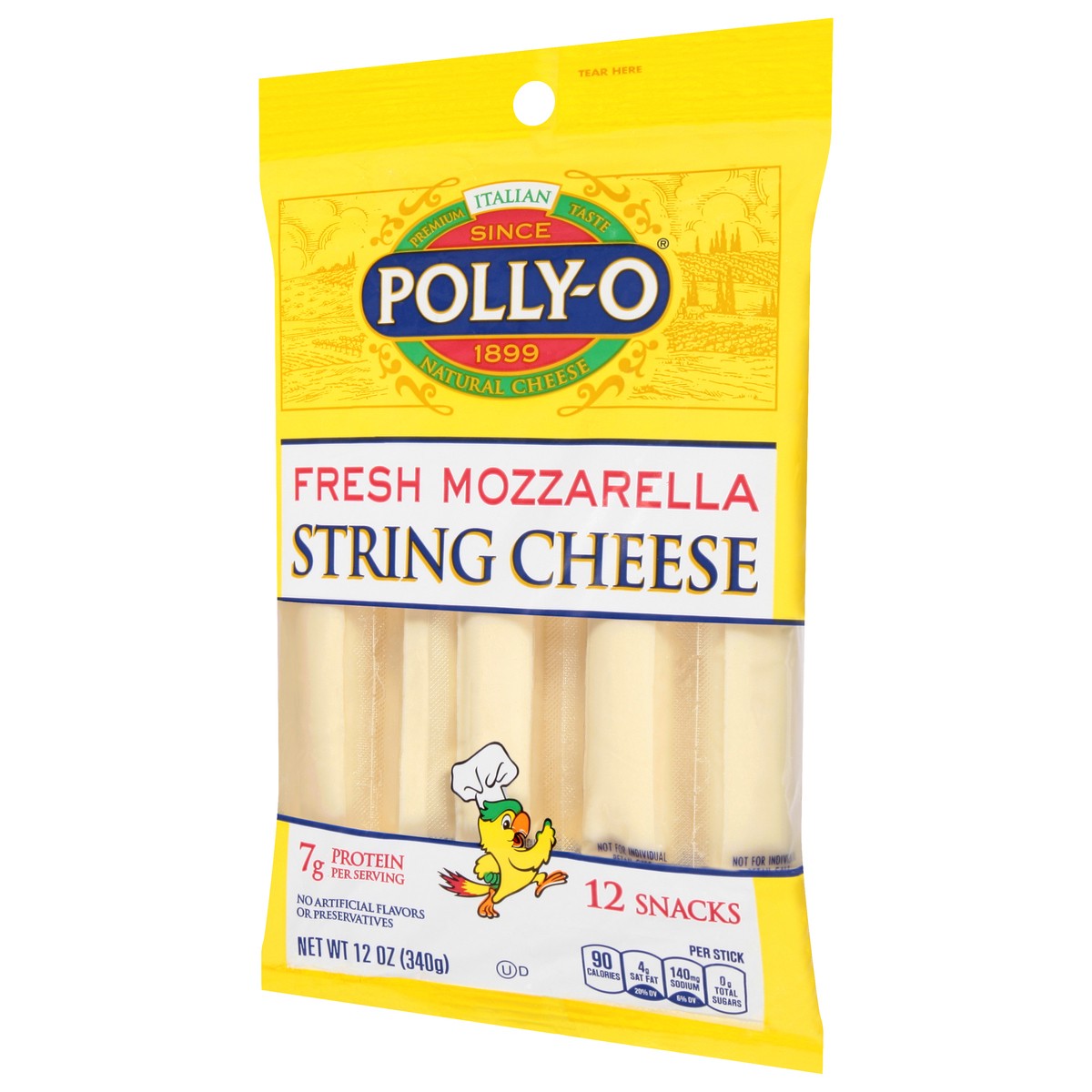 slide 7 of 9, Polly-O Natural Fresh Mozzarella String Cheese 12 ea, 12 ct