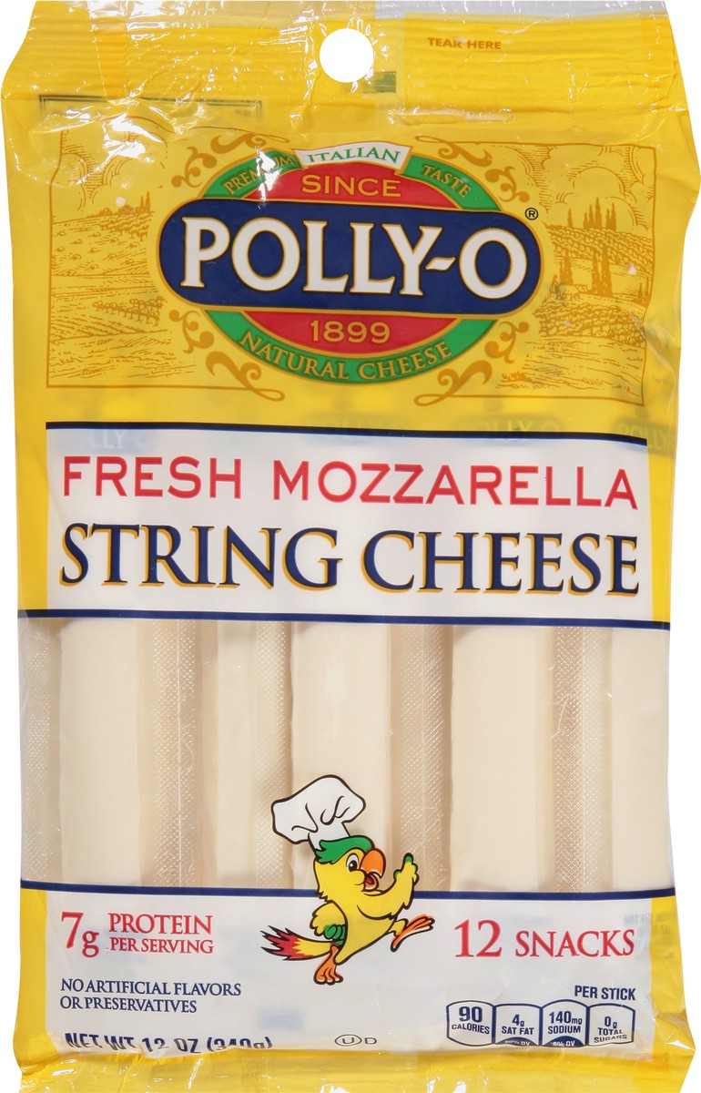 slide 3 of 9, Polly-O Natural Fresh Mozzarella String Cheese 12 ea, 12 ct