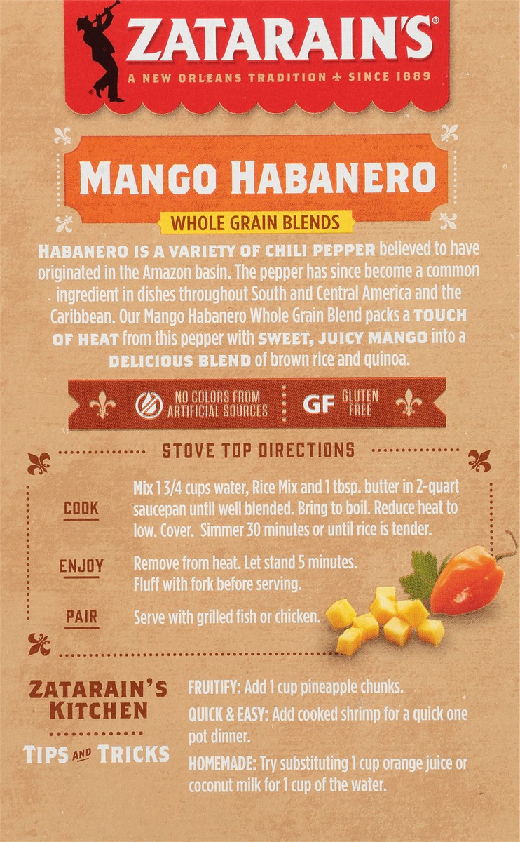 slide 5 of 9, Zatarain's Sides Mango Habanero Rice & Quinoa Whole Grain Blends 6.2 oz. Box, 6.2 oz