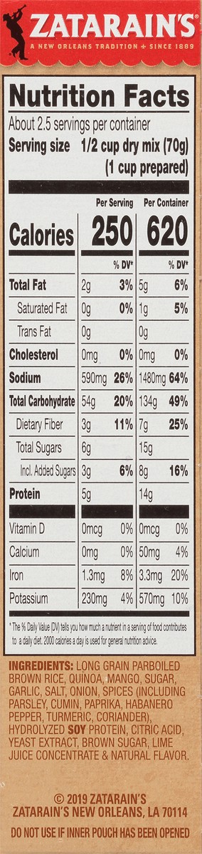 slide 8 of 9, Zatarain's Sides Mango Habanero Rice & Quinoa Whole Grain Blends 6.2 oz. Box, 6.2 oz