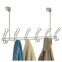 slide 4 of 9, InterDesign Classico Satin Nickel Over The Door Hook Rack, 6 Hooks, 1 ct