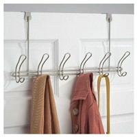 slide 9 of 9, InterDesign Classico Satin Nickel Over The Door Hook Rack, 6 Hooks, 1 ct