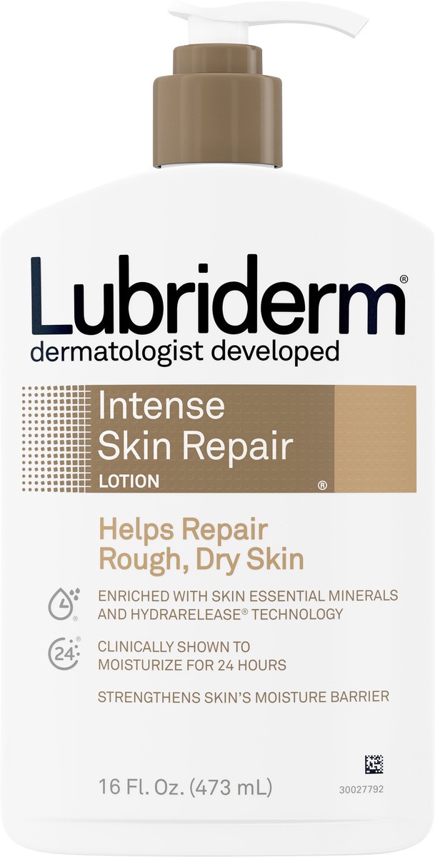 slide 5 of 7, Lubriderm Intense Dry Skin Repair Lotion with Hydrarelease Technology for Repair of Rough, Dry Skin, Fast Absorbing Intensely Hydrates to Restore Dry Skin, 16 fl. oz, 16 fl oz