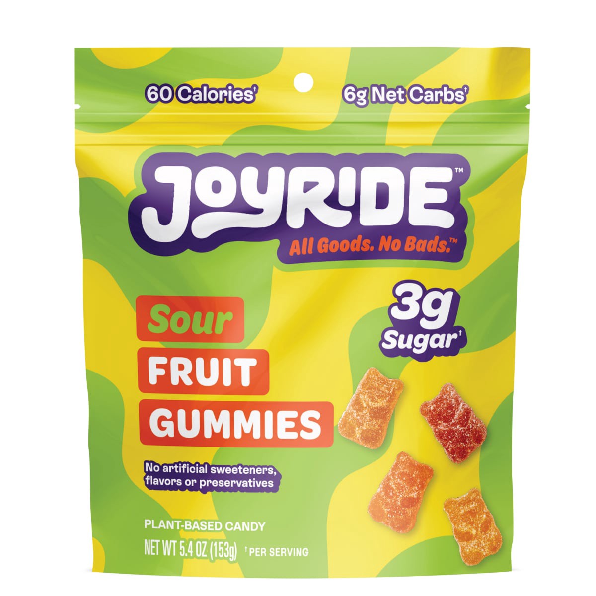 slide 1 of 4, JOYRIDE ZS SOUR FRUIT GUMMIES, 5.4 oz