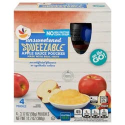 Giant Unsweetened Applesauce Squeezable Pouches - 4 ct