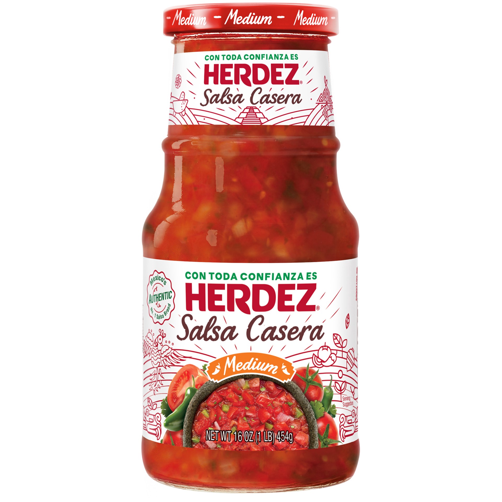 slide 1 of 2, Herdez Casera Medium Salsa 16oz, 16 oz