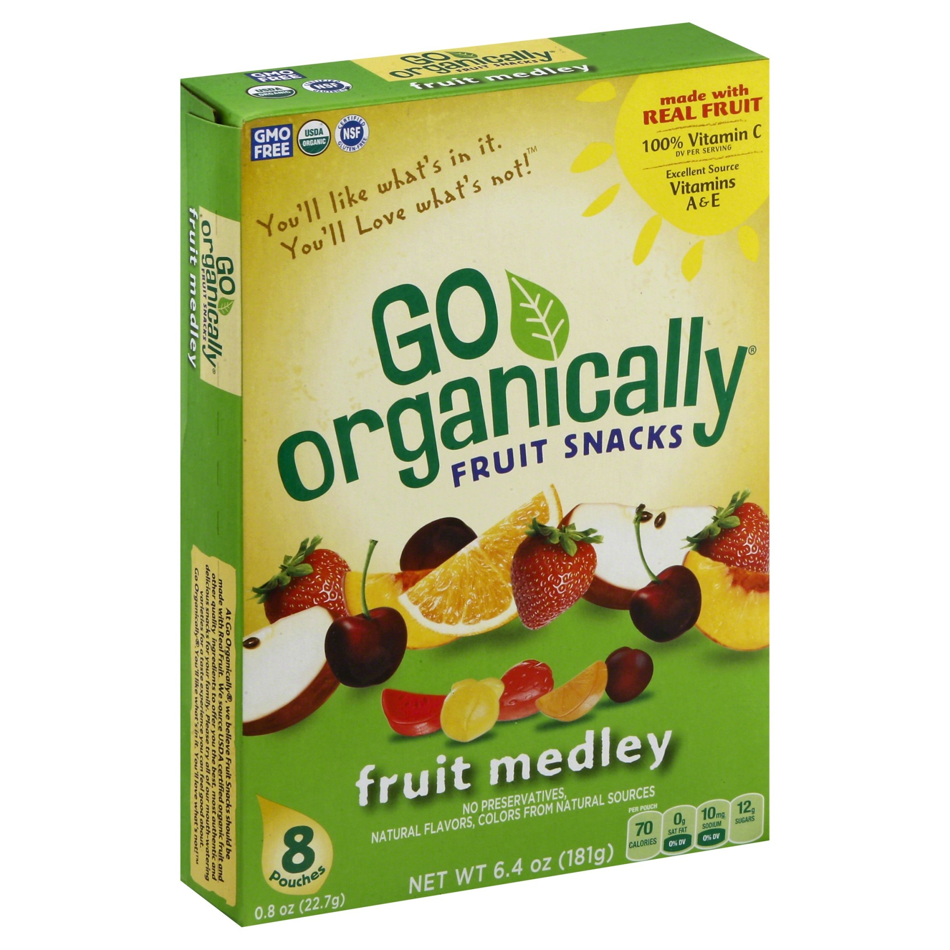 slide 1 of 1, Go Organically Fruit Medley Fruit Snacks, 8 ct; 0.8 oz