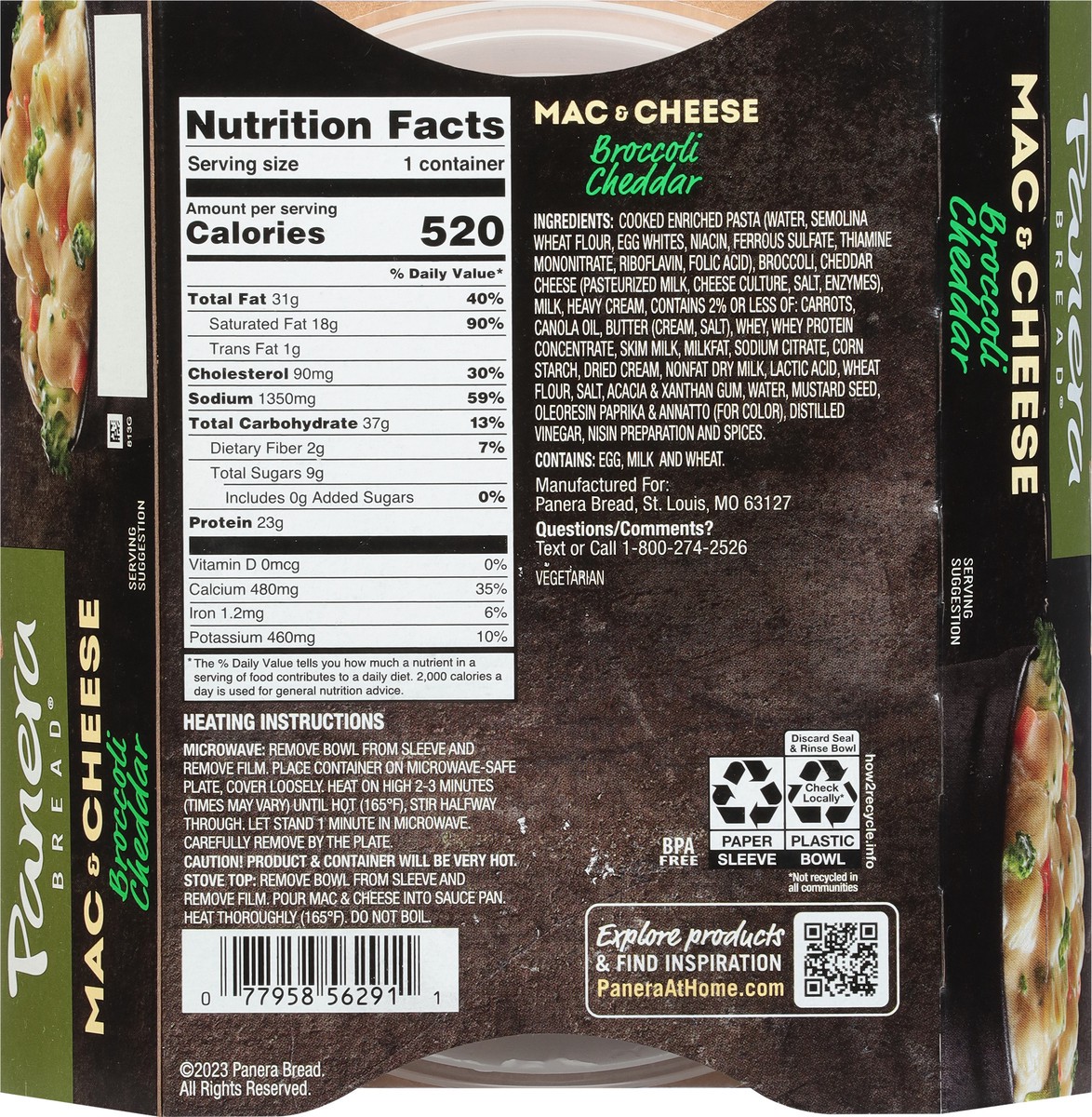 slide 5 of 14, Panera Bread Broccoli Cheddar Mac & Cheese, Microwave Meal, 12 OZ Bowl (Vegetarian), 12 oz