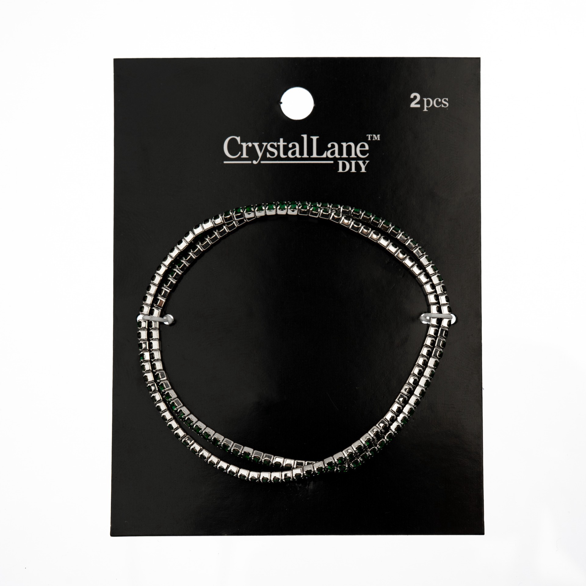 slide 2 of 3, Crystal Lane Diy Silver & Emerald Rhinestones Bracelets, 2ct., 2 ct