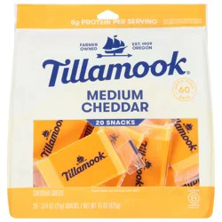 Tillamook Medium Cheddar Snack Cheese - 20 x 0.75 oz