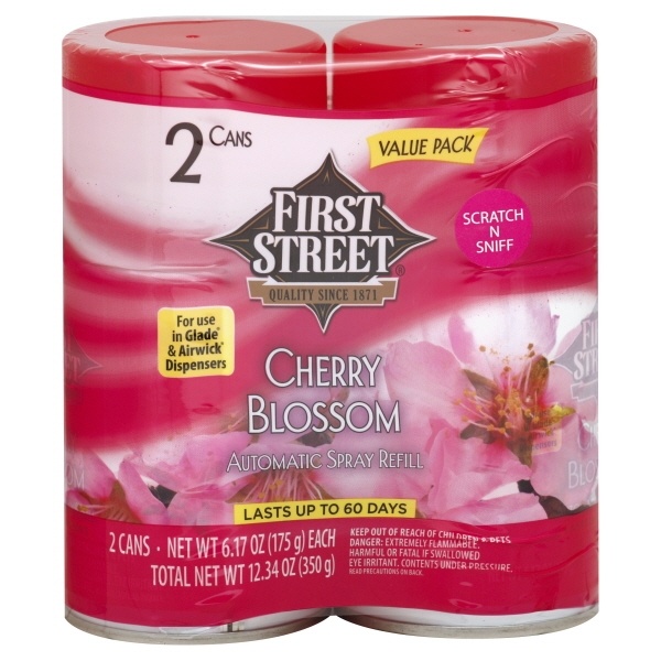 slide 1 of 1, First Street Auto Spray Refill Cherry Blossom Twin, 2 ct; 6.17 oz