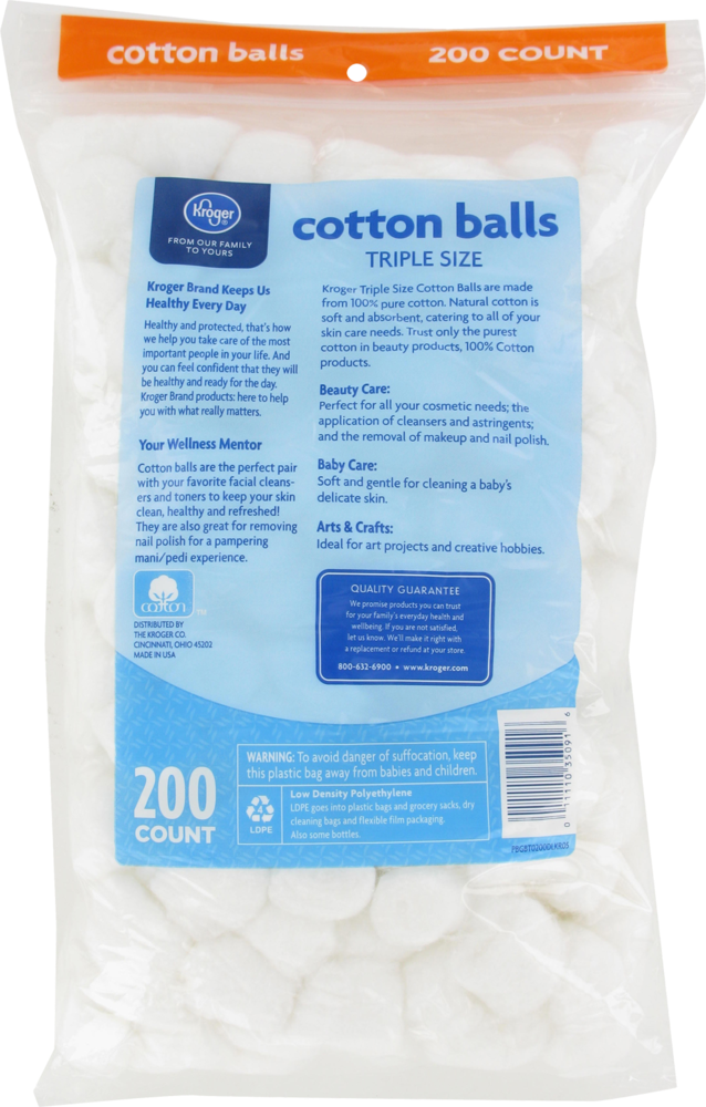 slide 2 of 2, Kroger Jumbo Cotton Balls, 200 ct