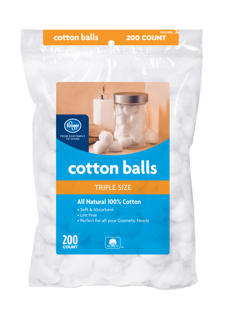 slide 1 of 2, Kroger Jumbo Cotton Balls, 200 ct