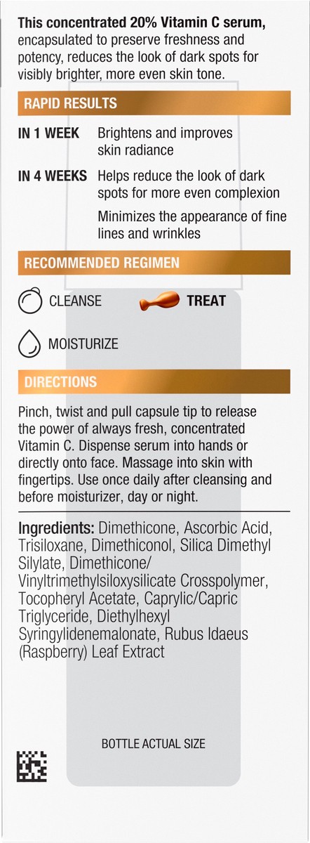 slide 4 of 8, Neutrogena Rapid Tone Repair 20% Vitamin C Brightening Serum Capsules, Antioxidant Face Serum to Brighten Skin Tone & Reduce The Look of Dark Spots, Non-Comedogenic, 30 Serum Capsules, 30 ct