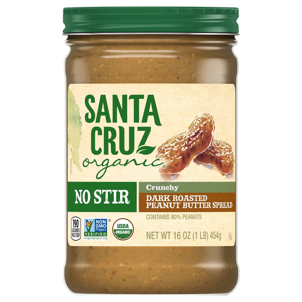 slide 1 of 3, Santa Cruz Organic No Stir Crunchy Dark Roasted Peanut Butter Spread, 16 Ounces, 16 oz