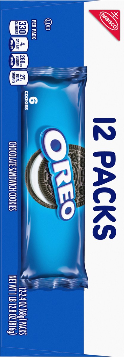 slide 8 of 9, OREO Chocolate Sandwich Cookies, 12 Snack Packs (6 Cookies Per Pack), 28.8 oz