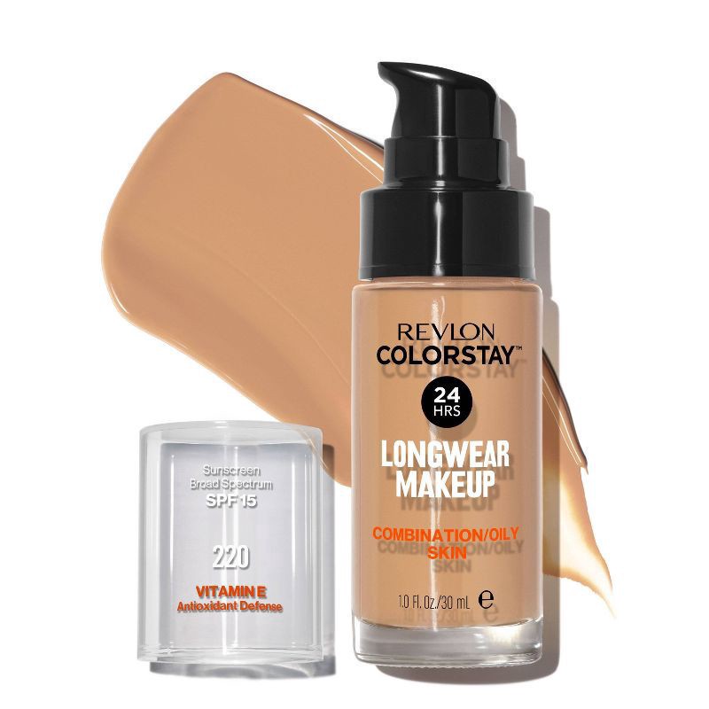 slide 4 of 8, Revlon ColorStay Makeup for Combination/Oily Skin with SPF 15 - 220 Natural Beige - 1 fl oz, 1 fl oz