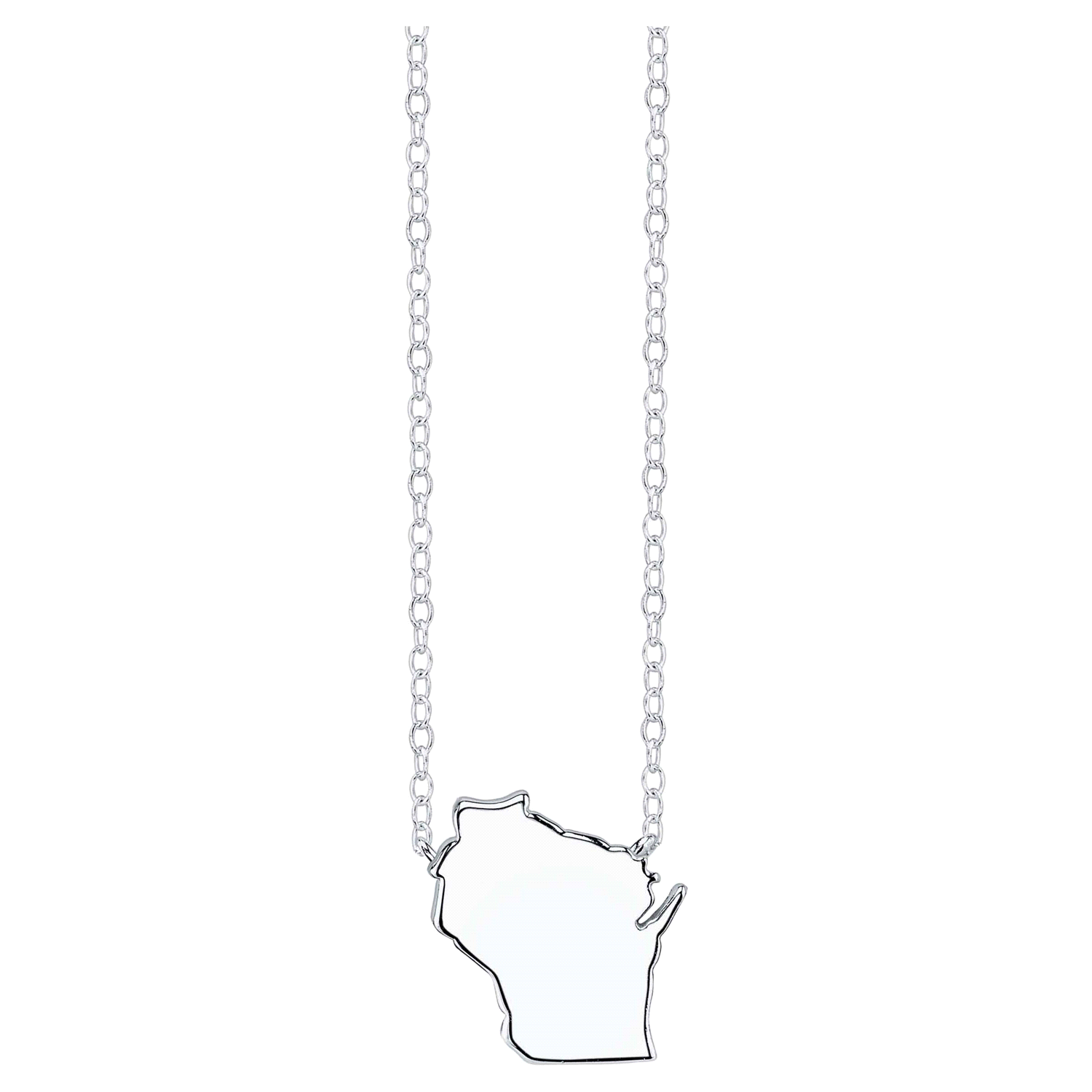 slide 1 of 1, LA ROCKS Little Luxuries Sterling Silver Wisconsin State Necklace, 18 in