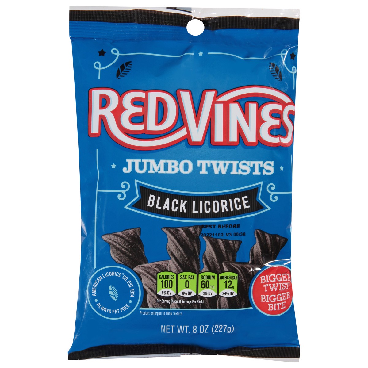 slide 1 of 12, Red Vines Black Licorice Jumbo Twists, 8oz Bag, 8 oz