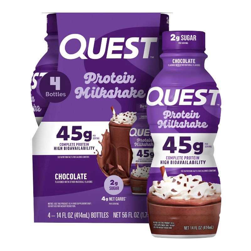 slide 1 of 9, Quest Protein Milkshake, Chocolate, 4 ct