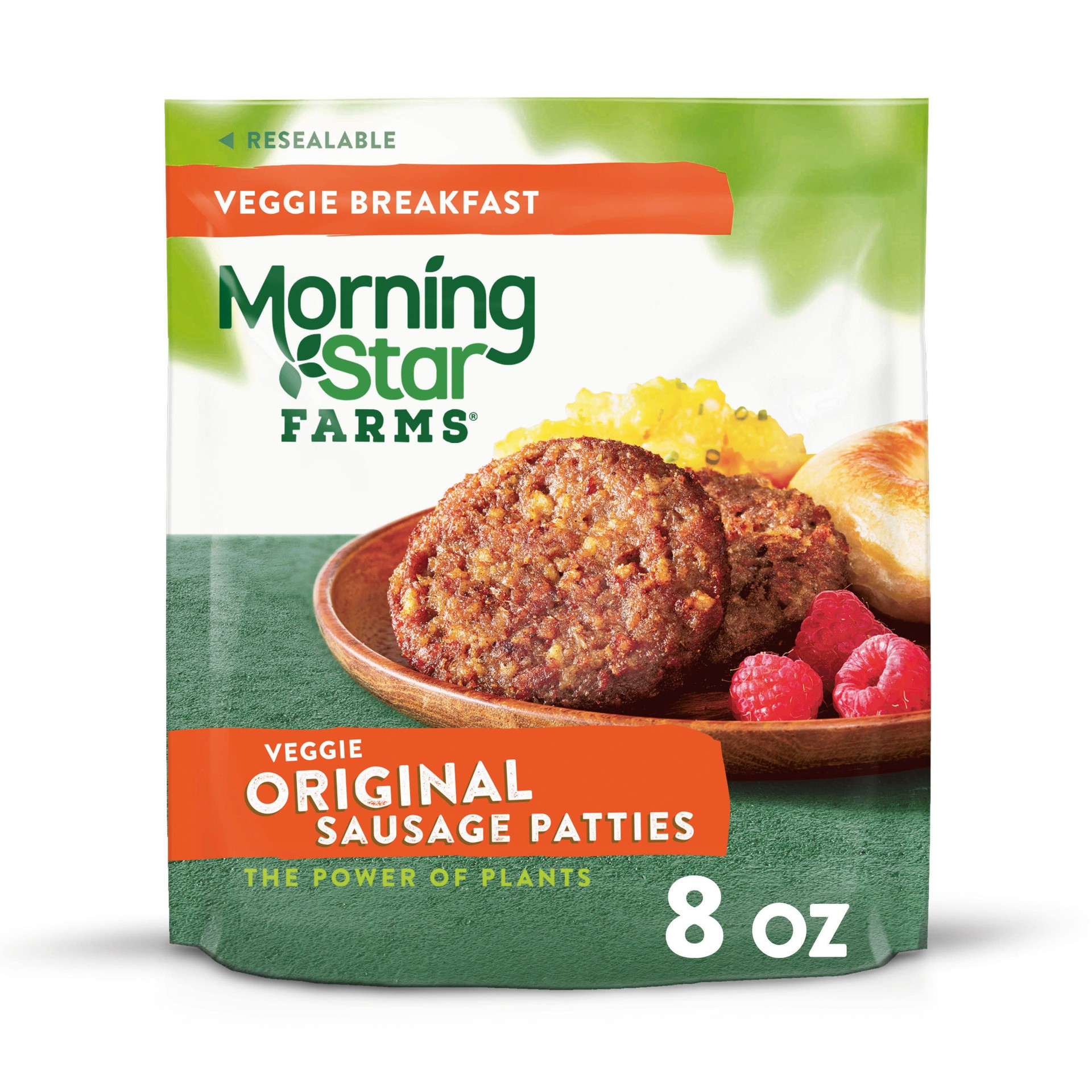 slide 1 of 5, MorningStar Farms Veggie Breakfast Meatless Sausage Patties, Original, 8 oz, 6 Count, Frozen, 8 oz