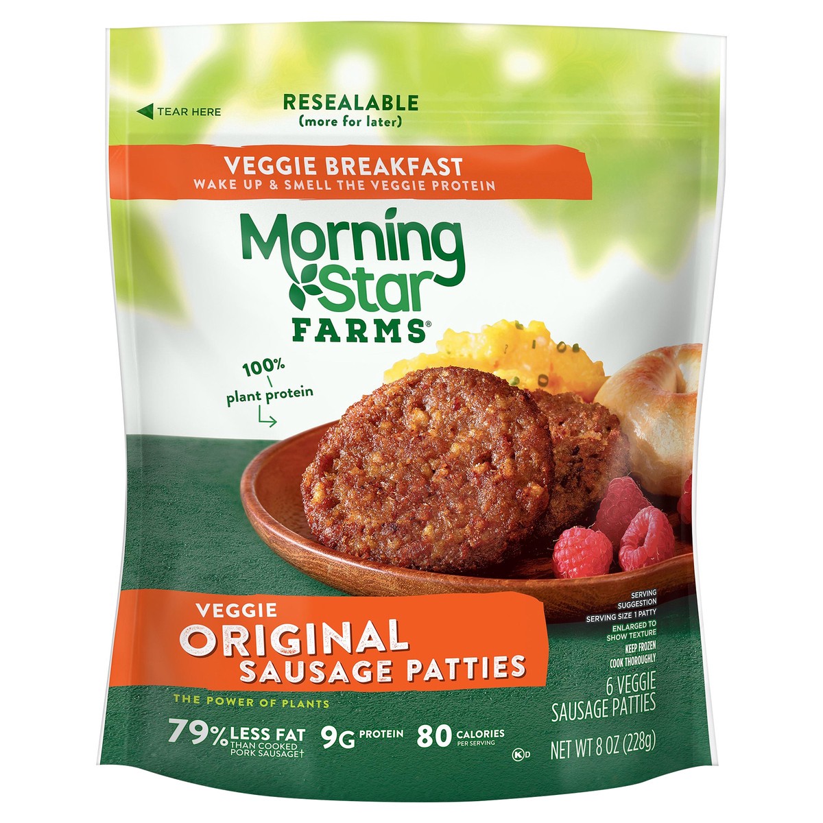 slide 1 of 5, MorningStar Farms Plant Based Sausage Patties, Vegan Meat, 6 Count, 8 oz