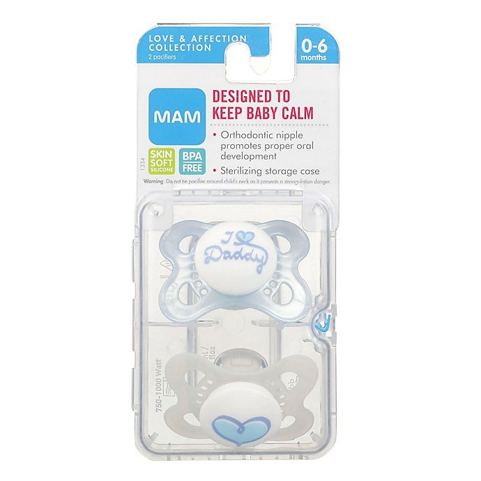 slide 8 of 12, MAM Love & Affection Age 0-6 Months I Love Daddy Pacifier - Blue, 2 ct; 0-6 M