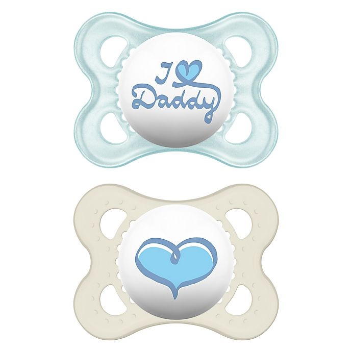 slide 1 of 12, MAM Love & Affection Age 0-6 Months I Love Daddy Pacifier - Blue, 2 ct; 0-6 M