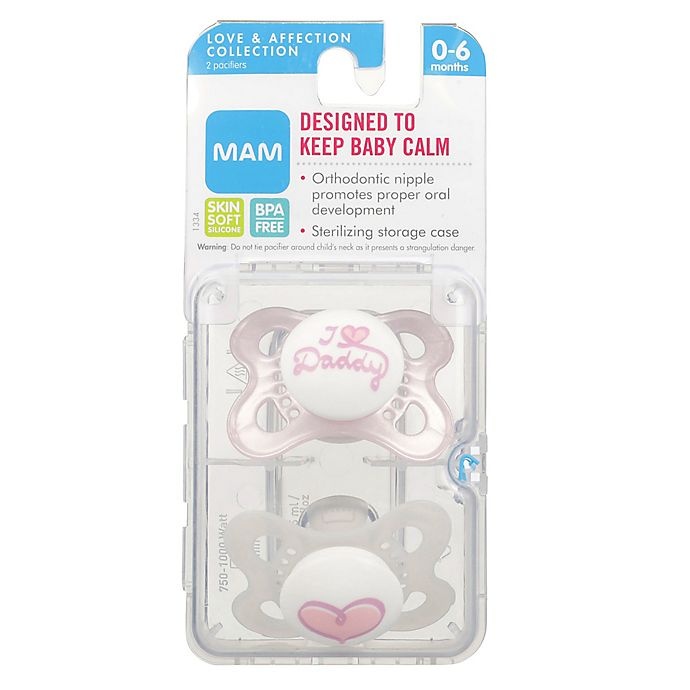 slide 4 of 12, MAM Love & Affection Age 0-6 Months I Love Daddy Pacifier - Pink, 2 ct