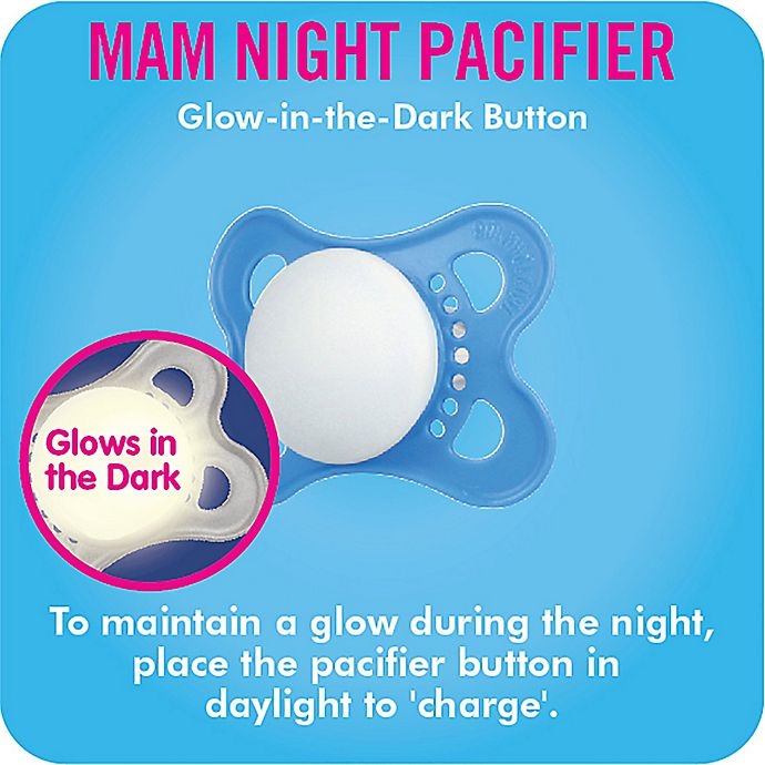 slide 7 of 9, MAM Night Age 0-6 Months Glow-in-the-Dark Pacifier - Blue, 2 ct; 0-6 M