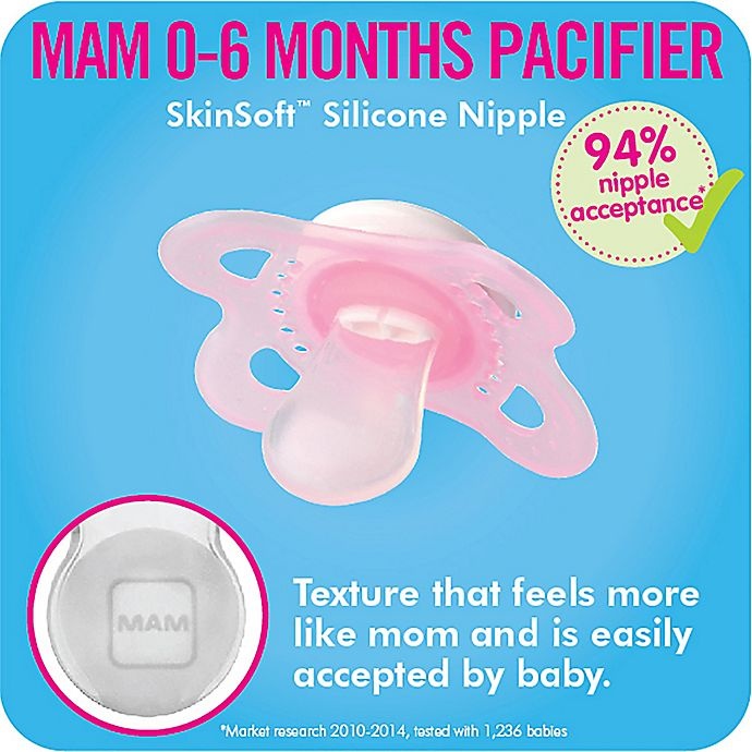 slide 3 of 9, MAM Night Age 0-6 Months Glow-in-the-Dark Pacifier - Pink, 2 ct; 0-6 M