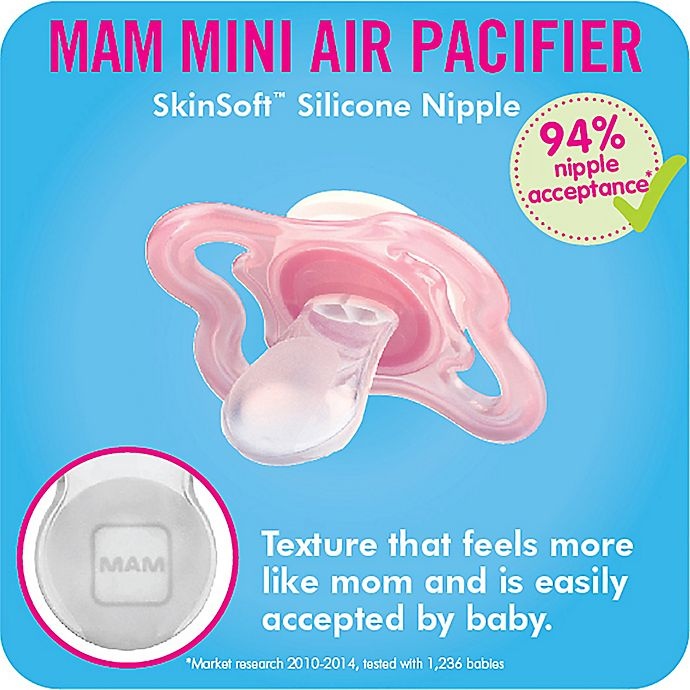 slide 7 of 12, MAM Mini Air Age 0-6 Months Pacifier - Pink, 2 ct