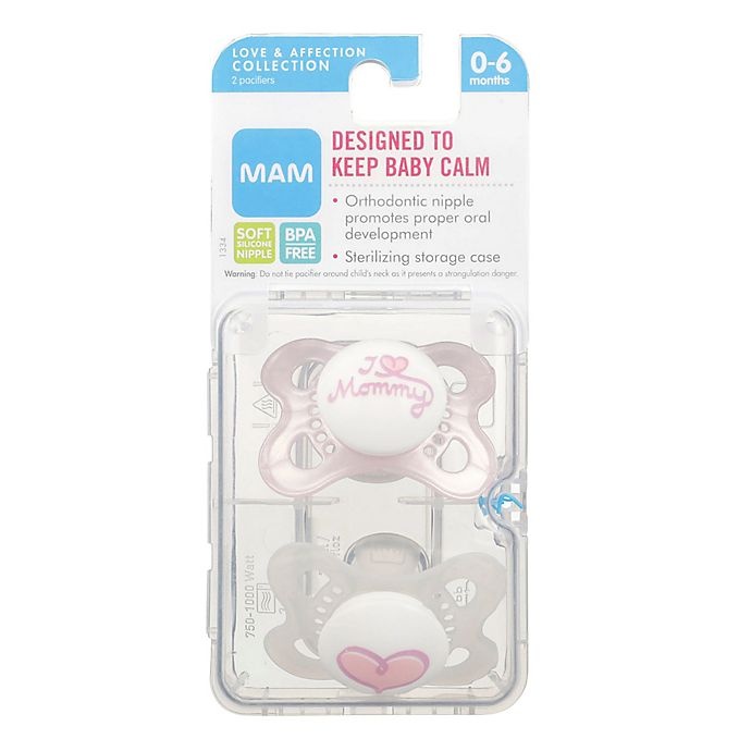 slide 4 of 12, MAM Love & Affection Age 0-6 Months I Love Mommy Pacifier - Pink, 2 ct; 0-6 M
