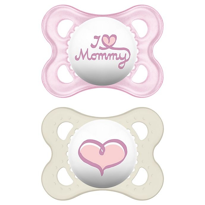slide 1 of 12, MAM Love & Affection Age 0-6 Months I Love Mommy Pacifier - Pink, 2 ct; 0-6 M