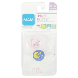 MAM Glow in the Dark Night Orthodontic Pacifier, 0-6 Months