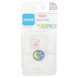 MAM Glow in the Dark Night Orthodontic Pacifier, 0-6 Months