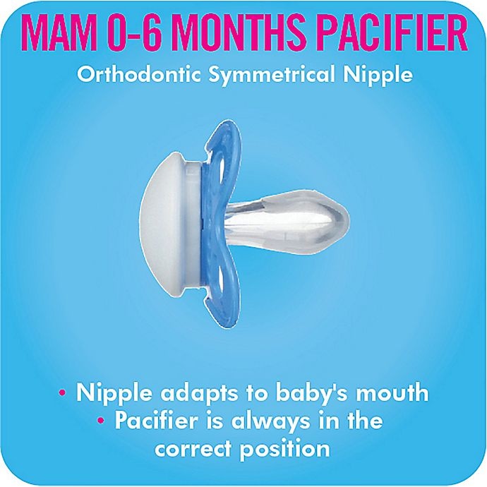 slide 5 of 7, MAM Attitude 0-6 Months Orthodontic Pacifier - Blue/Clear, 2 ct; 0-6 M