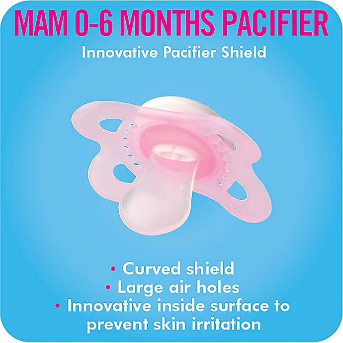 slide 6 of 7, MAM Attitude 0-6 Months Orthodontic Pacifier - Blue/Clear, 2 ct; 0-6 M