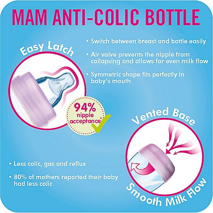 slide 6 of 19, MAM Anti-Colic Bottle - Pink, 5 oz