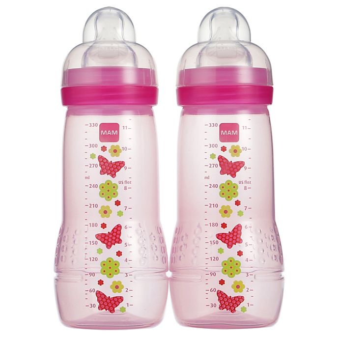 slide 1 of 2, MAM 11 oz. Easy Active Bottle - Pink, 2 ct